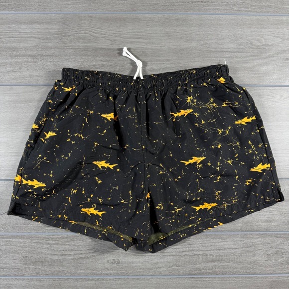 Maui and Sons Other - Maui and Sons Swim Trunks XL Black Vintage Yellow Shark Print Surf Shorts